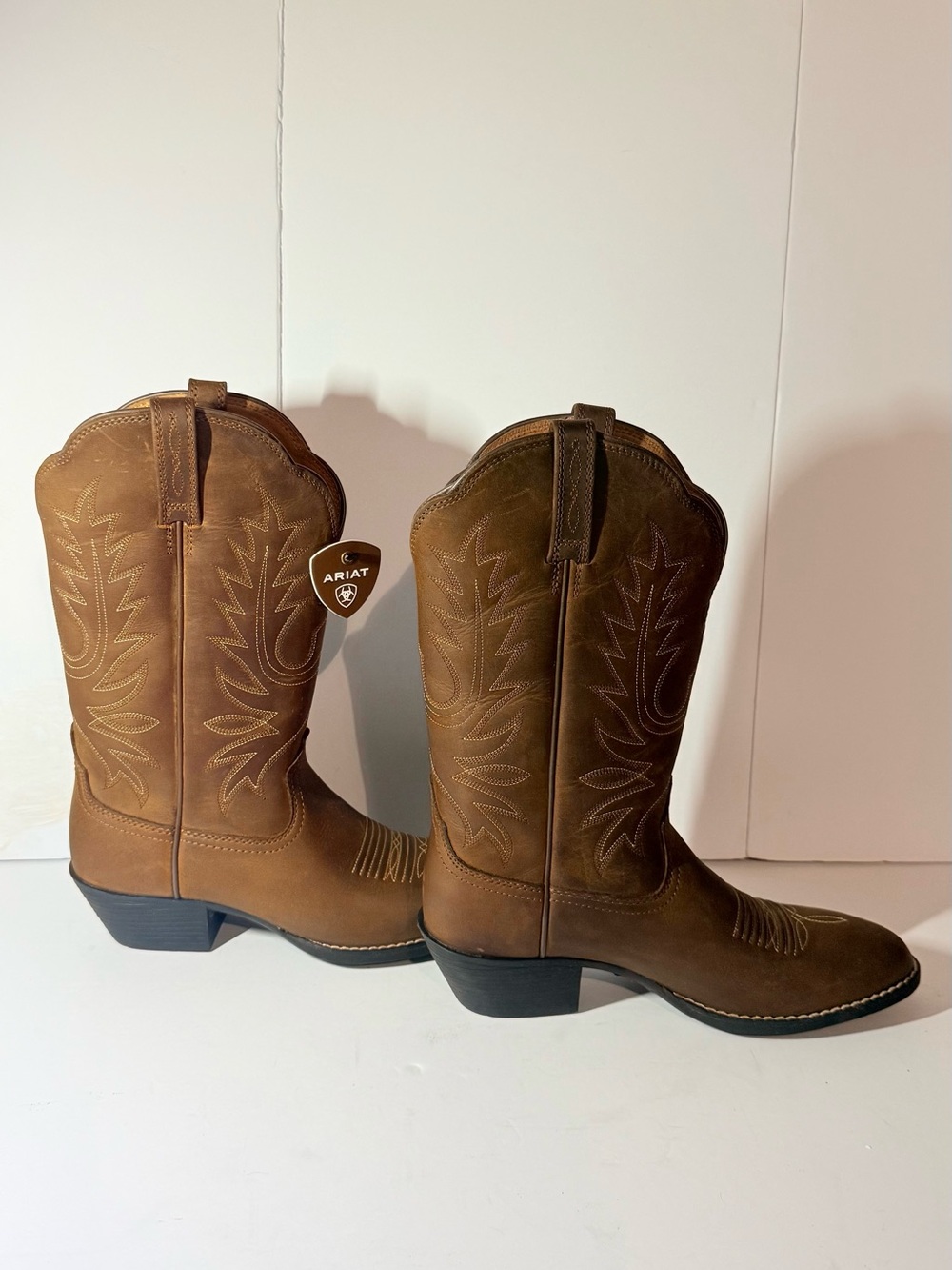 Ariat Tan Lace-Up Western Pull-On Leather Boots